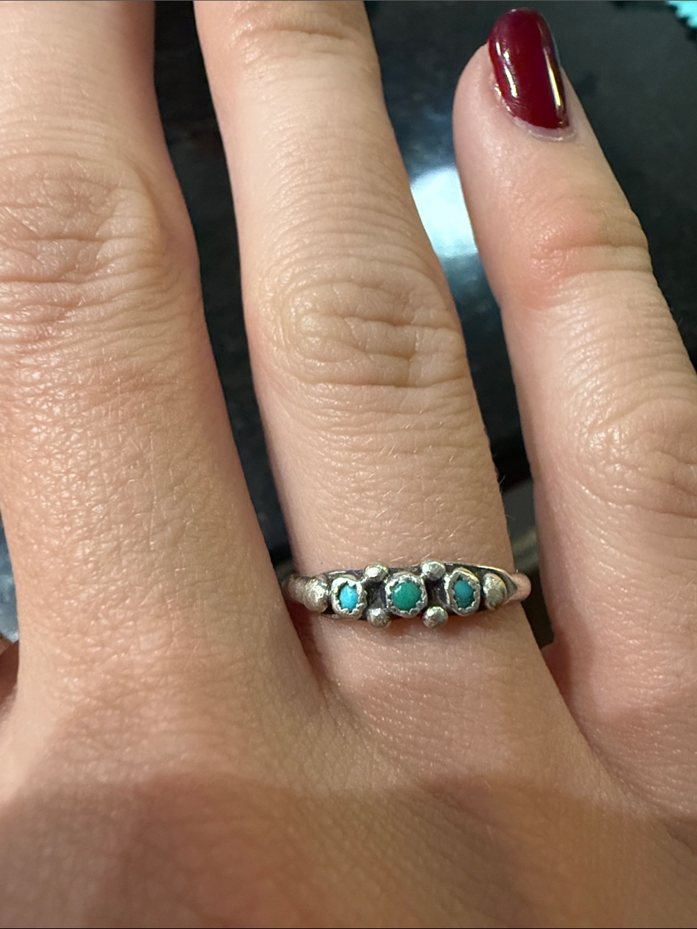 Silver Ring with Turquoise Stones - Women's Jewelry